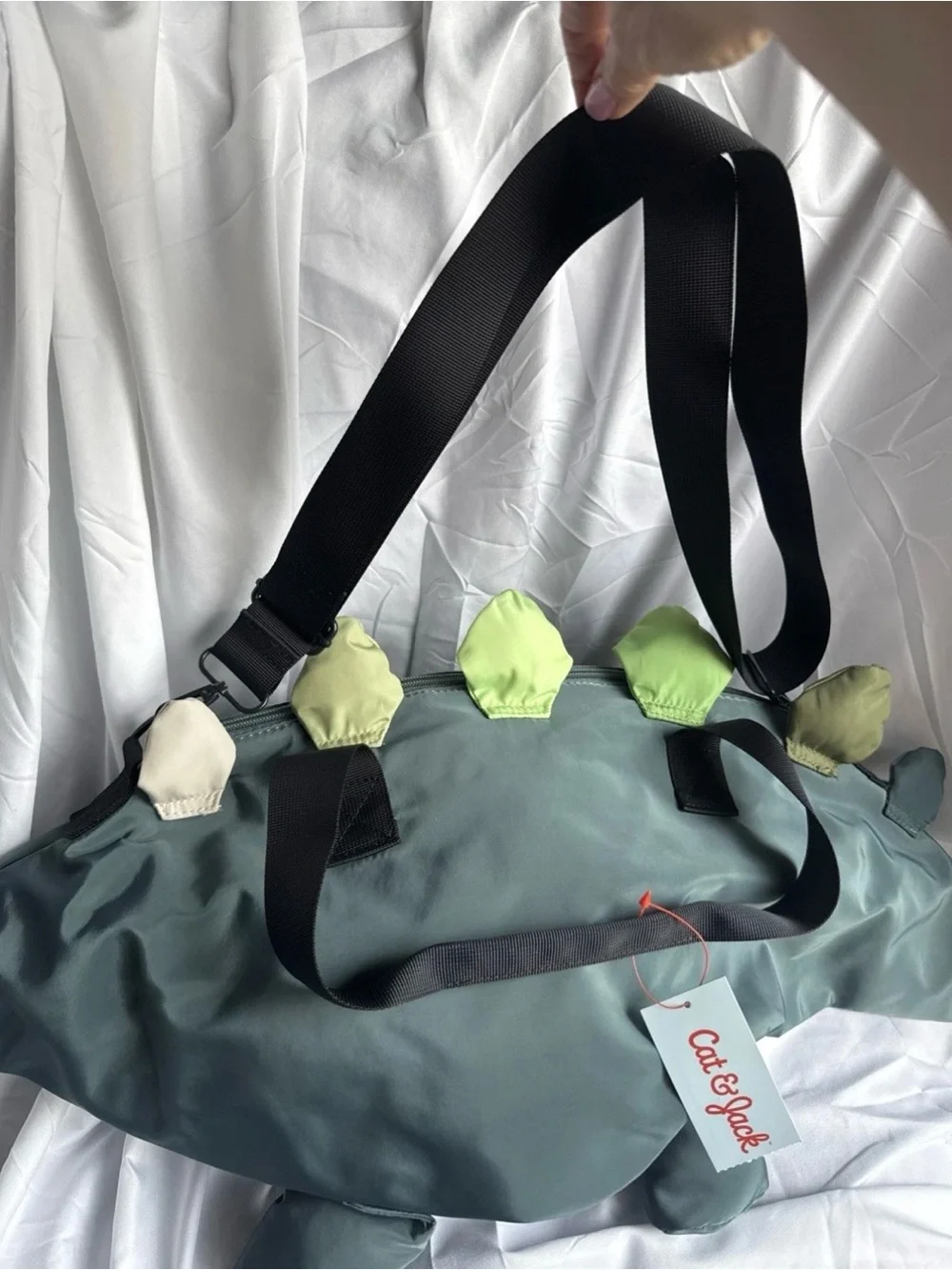 Cat & Jack Dinosaur Duffel Kids OS Green Solid Bag NWT